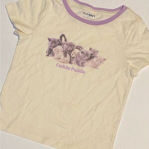 Old Navy Cream Tee with Lavender Trim